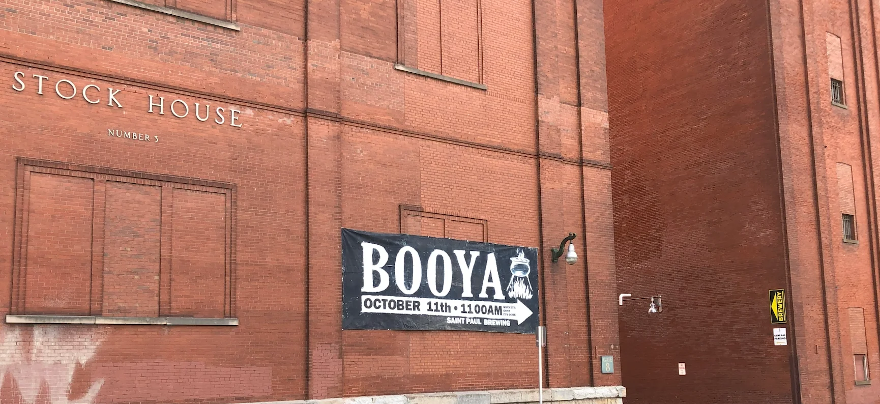 Exterior of Stock House with BOOYA event banner