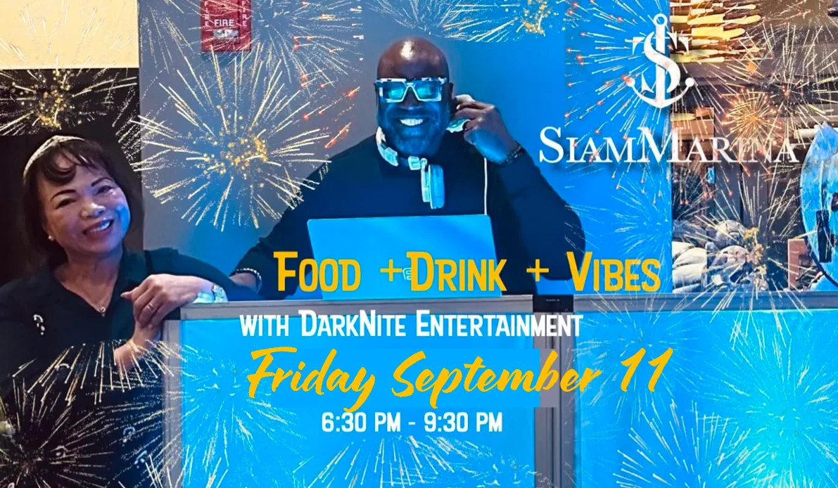 Vibrant restaurant event with food, drinks, and entertainment