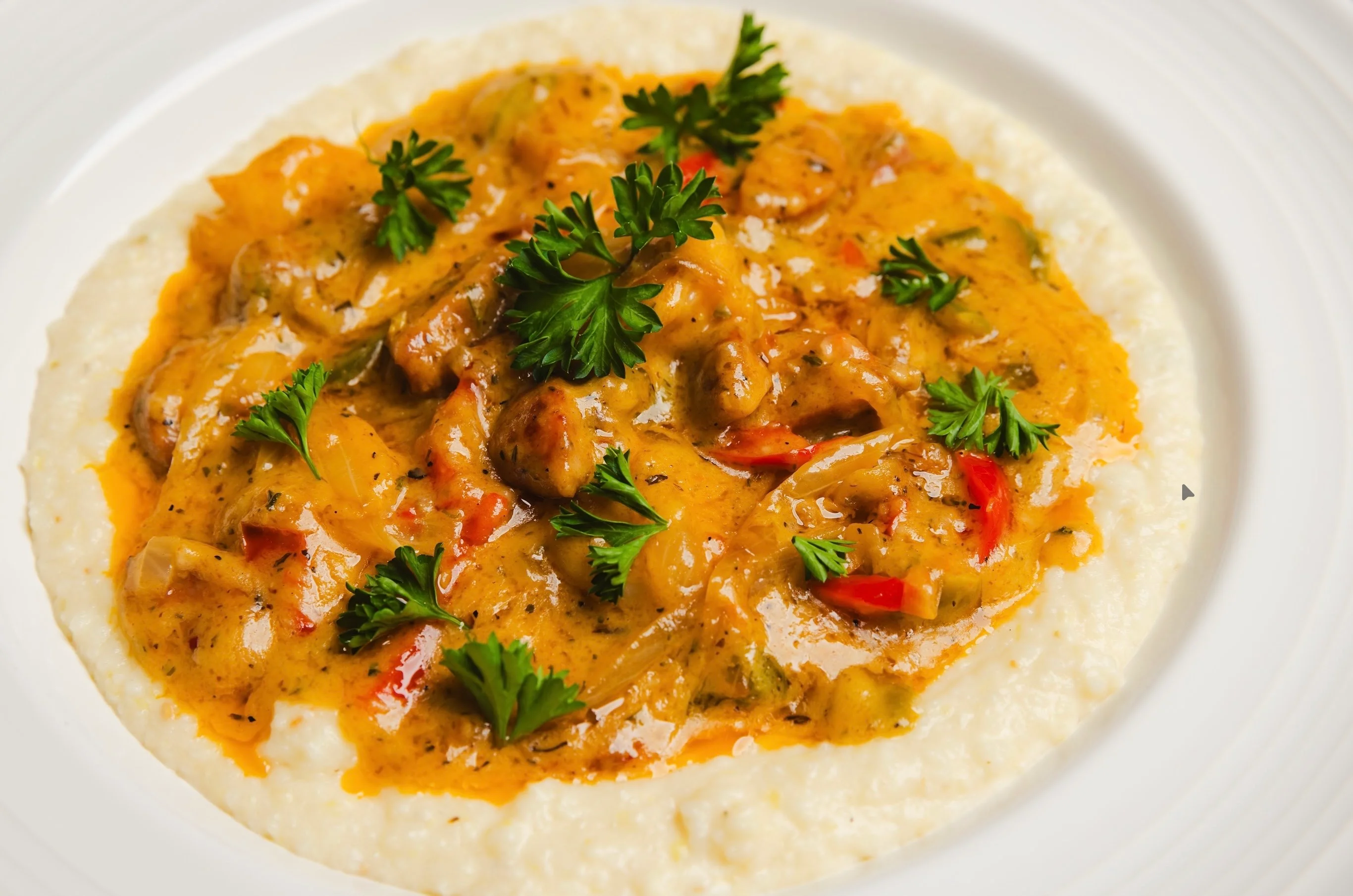 Southern shrimp and grits with creamy sauce