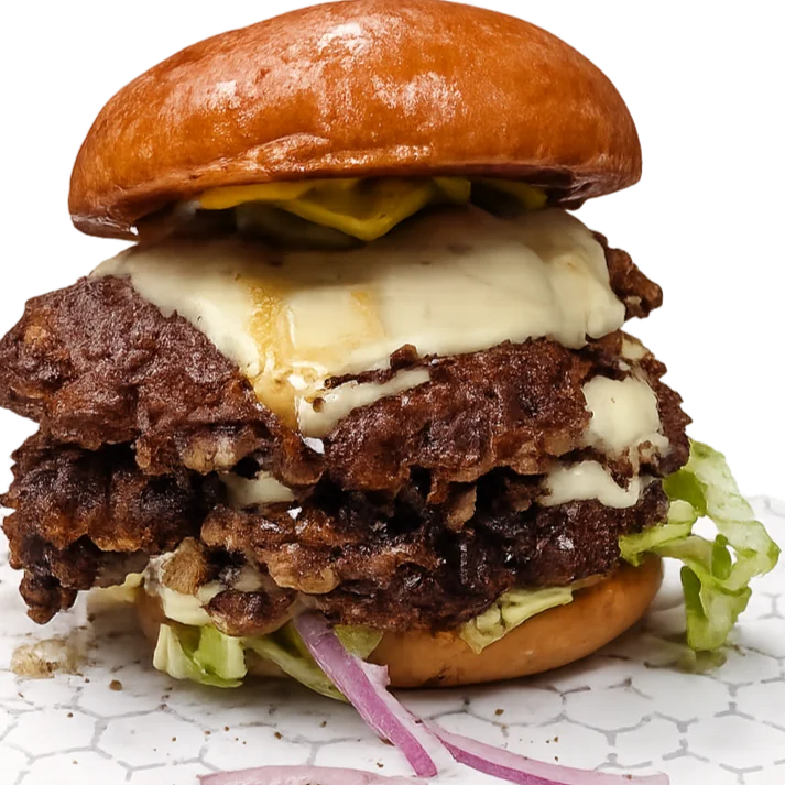 Crispy fried chicken sandwich with creamy sauce
