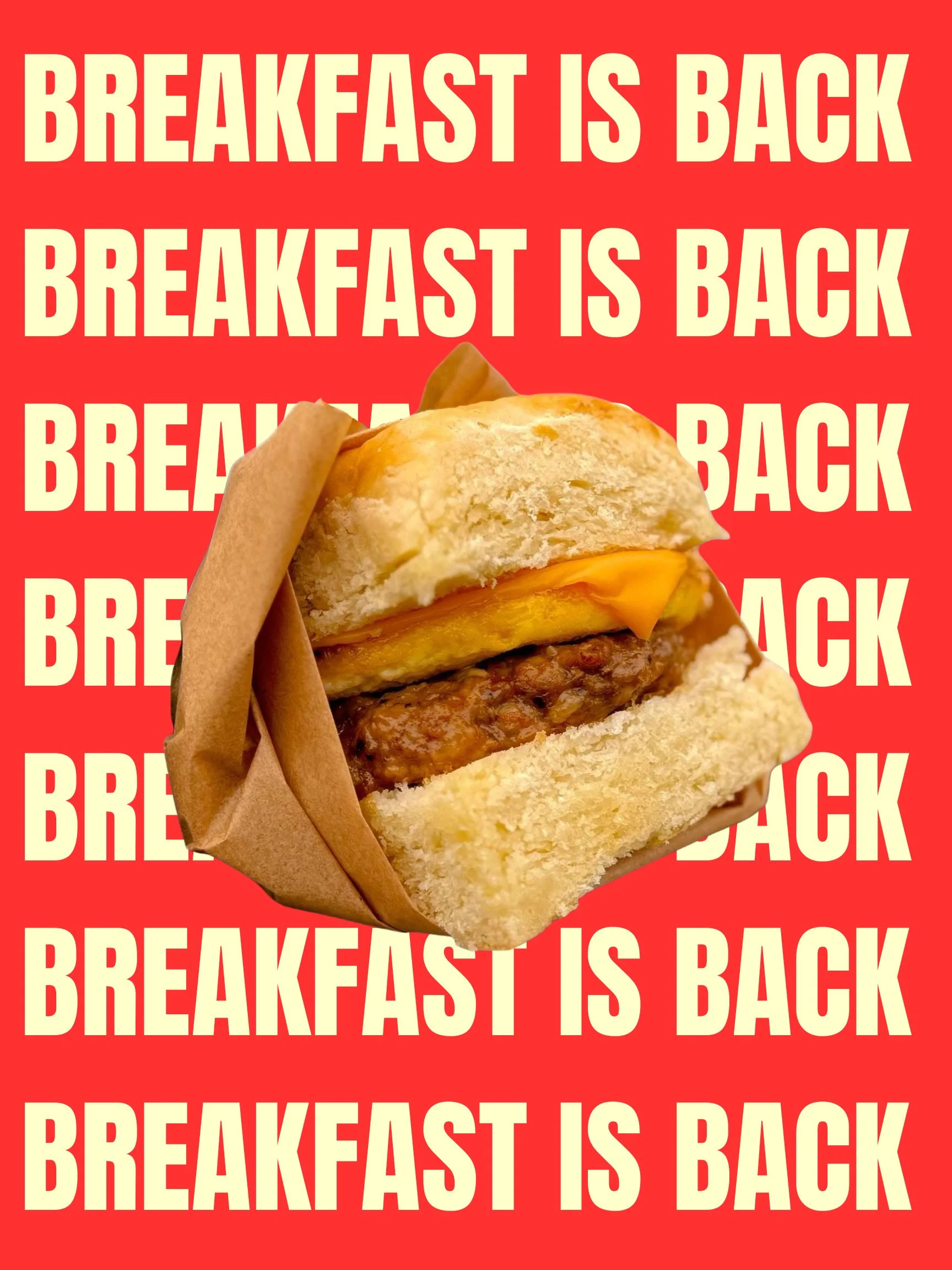 Breakfast sandwich featuring sausage and cheese