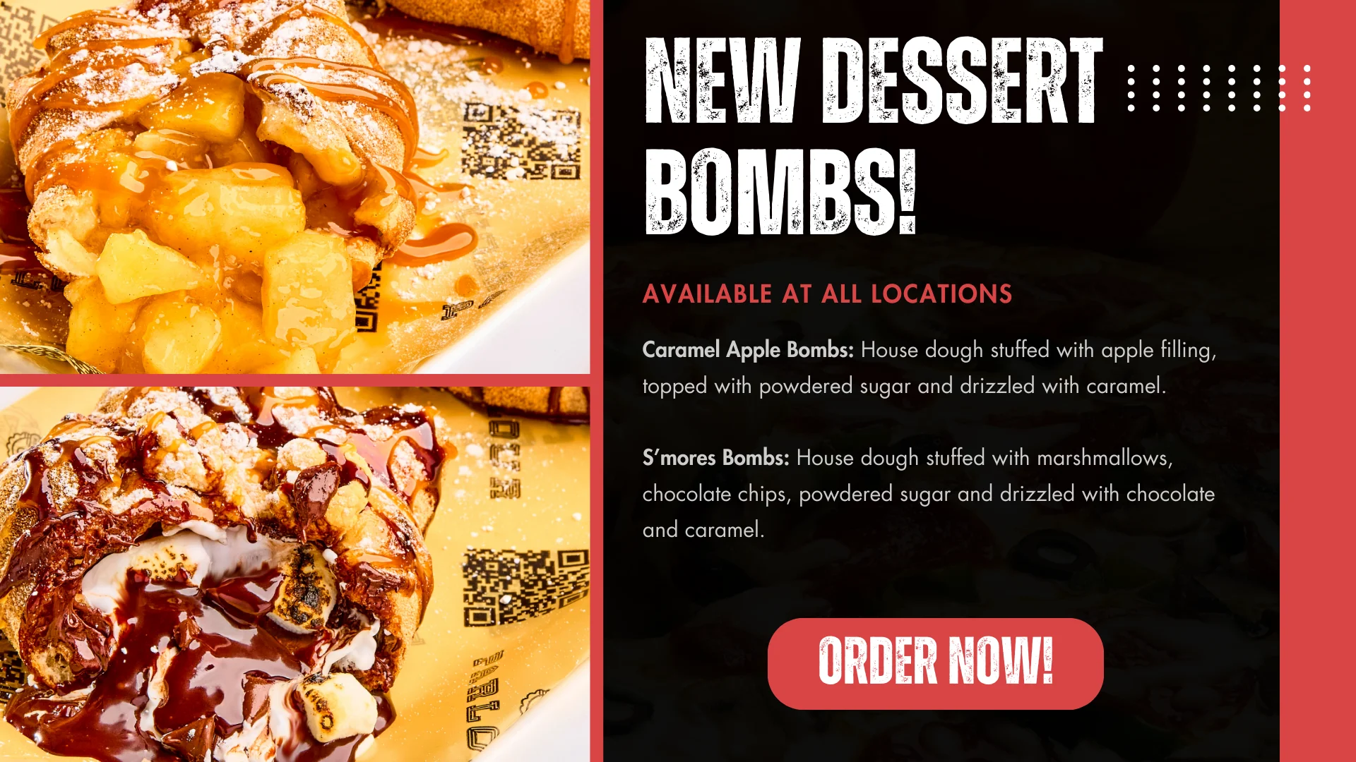 Decadent dessert bombs featuring caramel apple and s'mores fillings