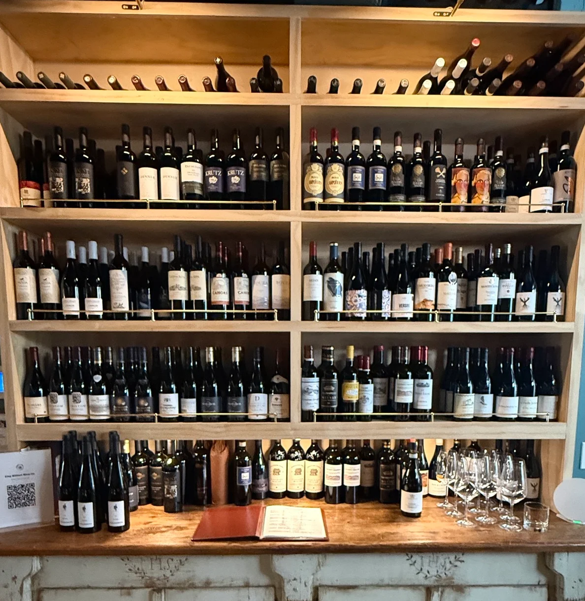 Selection of fine wines on a wooden table