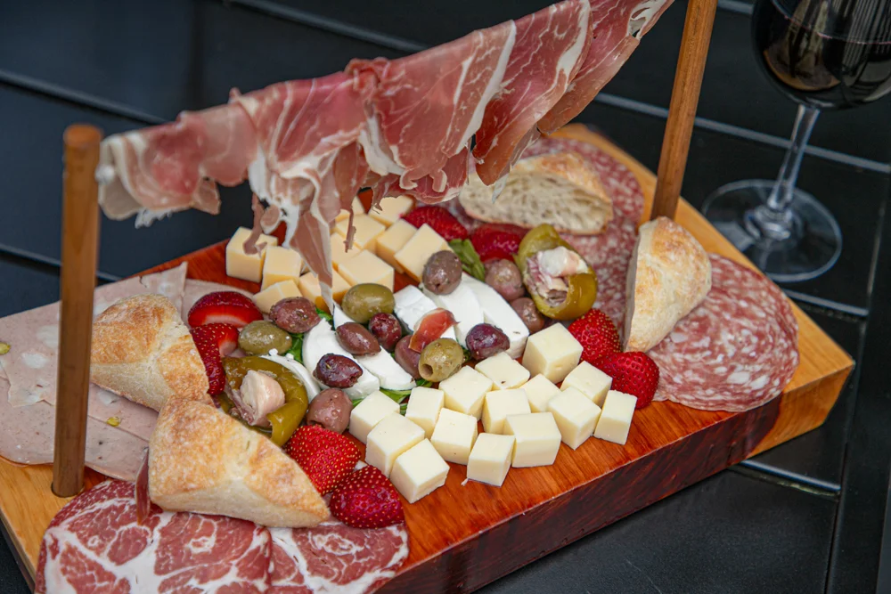 Italian antipasto platter with cured meats and cheeses
