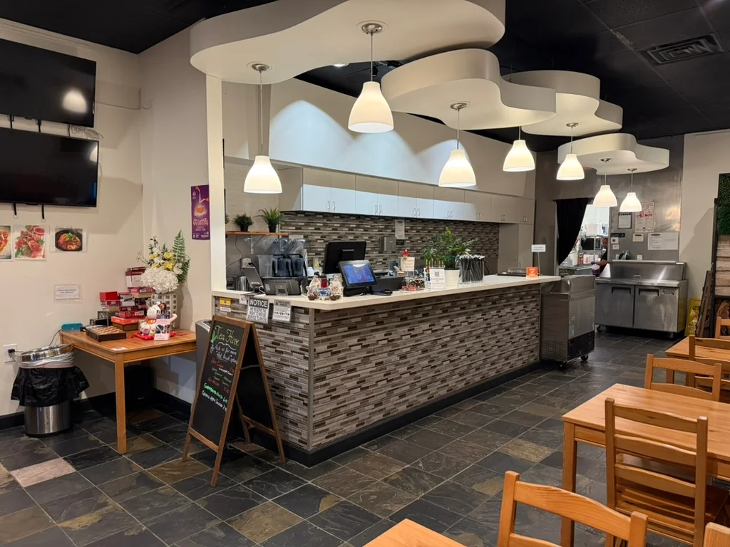 Cozy restaurant interior with modern decor and a welcoming atmosphere