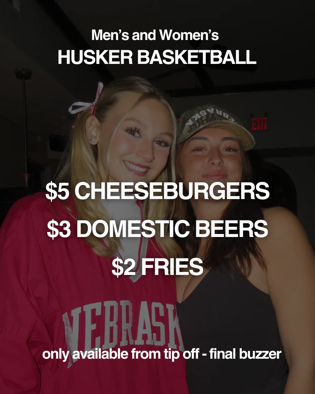 Promotional event for Husker basketball with food and drink specials