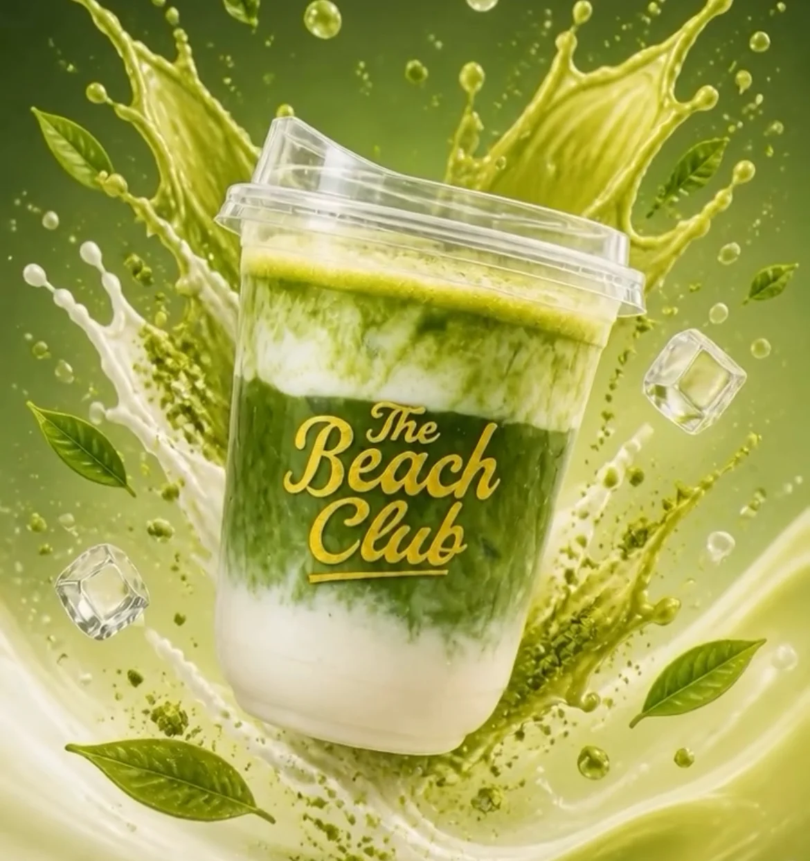 Refreshing matcha latte from The Beach Club