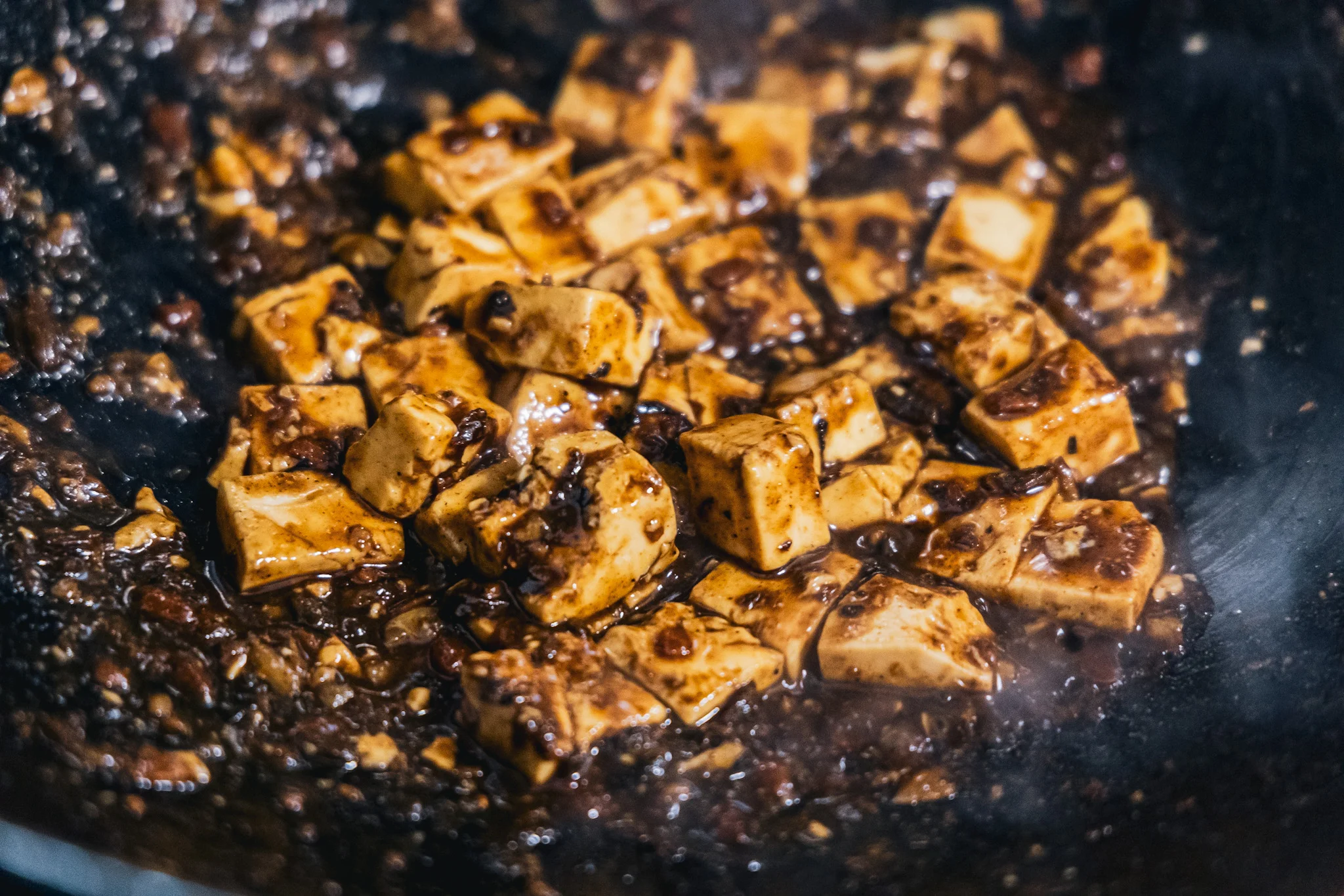Mapo tofu cooking in the wok chinese food salt lake city utah