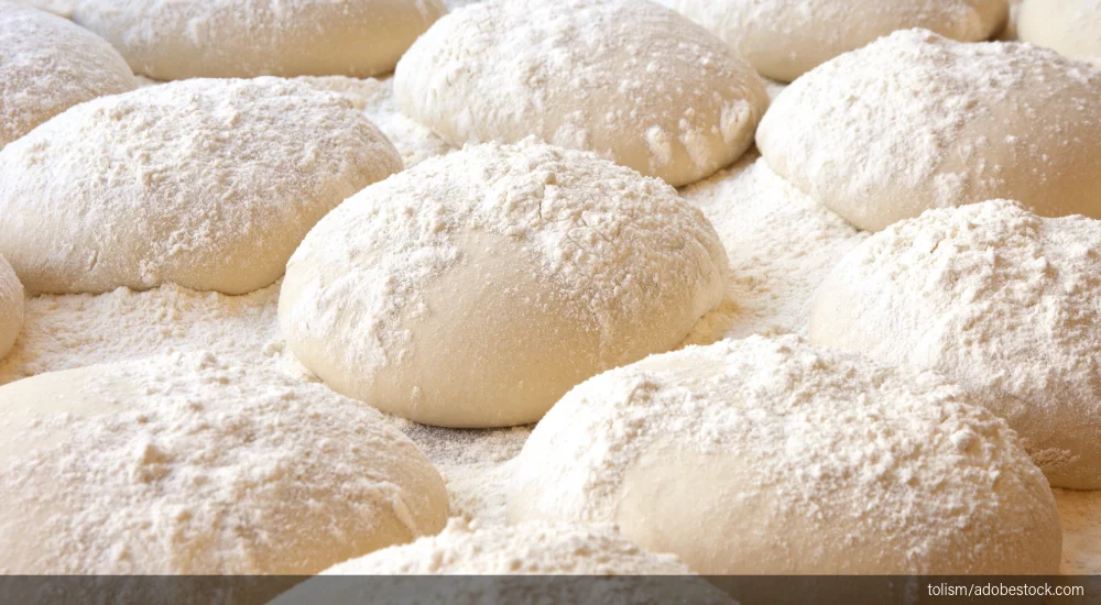 Freshly kneaded pizza dough ready for baking
