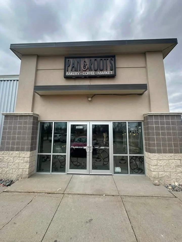 Exterior view of Pan & Roots bakery and coffee shop