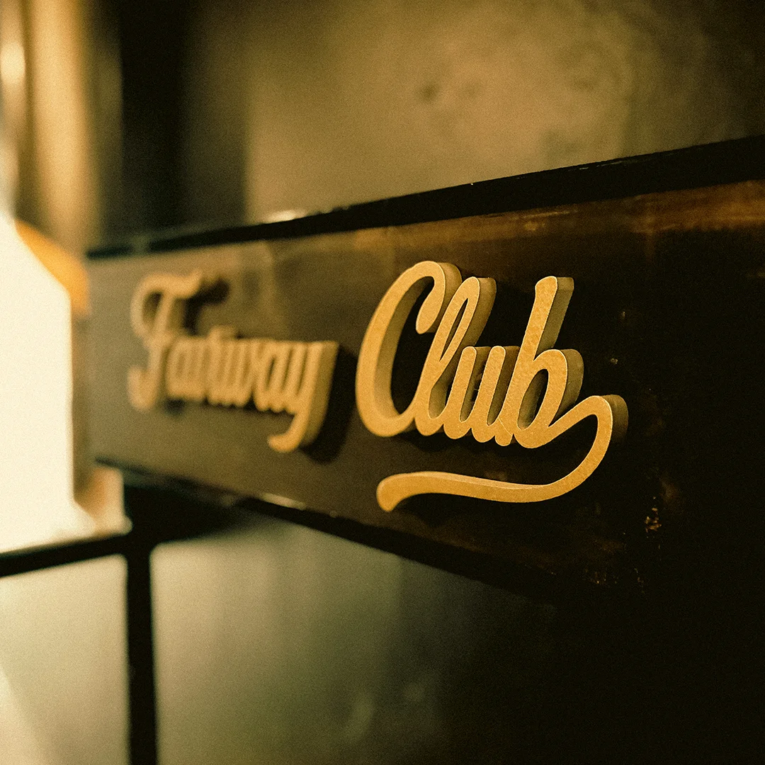 Sign for Fairway Club with elegant lettering