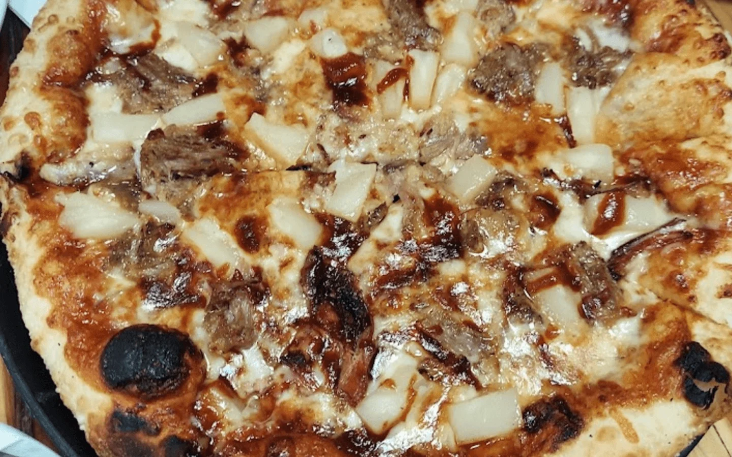 BBQ chicken pizza with pineapple