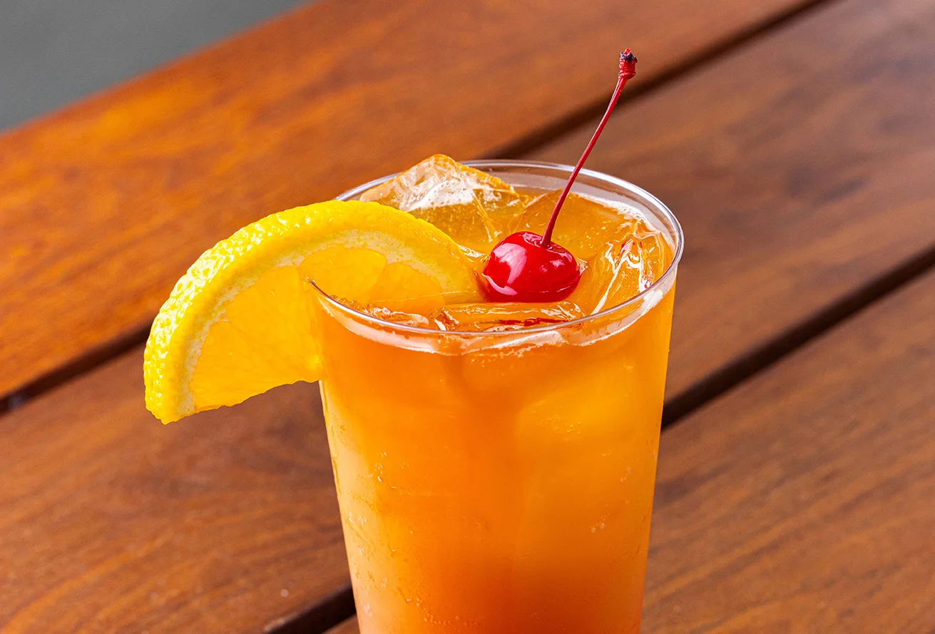 Mello Mai Tai with a cherry and lemon garnish