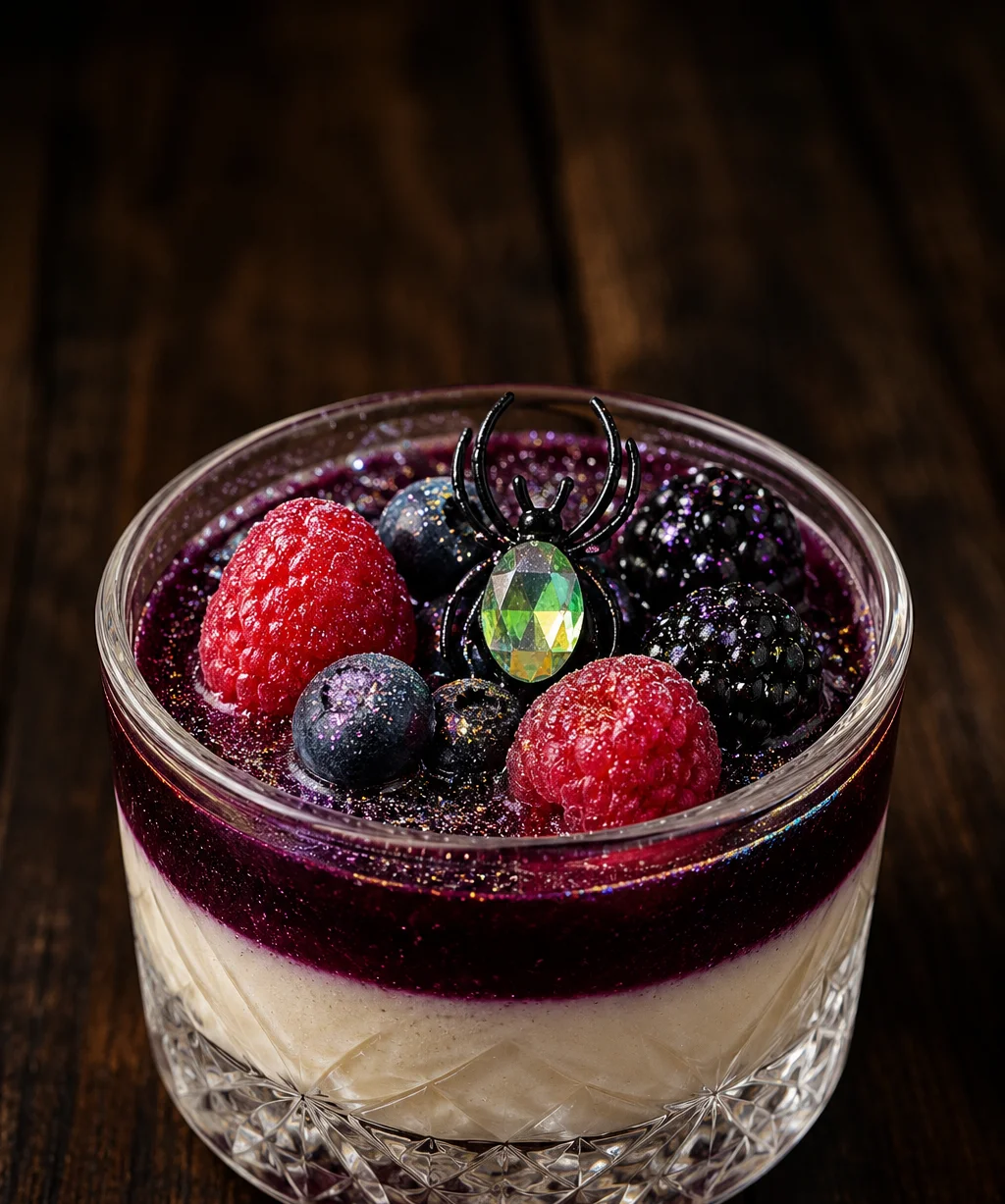 Creamy panna cotta topped with fresh berries