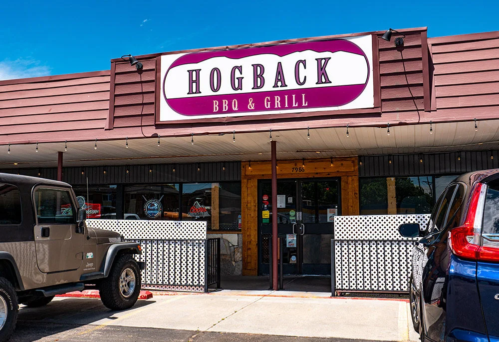 Exterior view of Hogback BBQ & Grill restaurant
