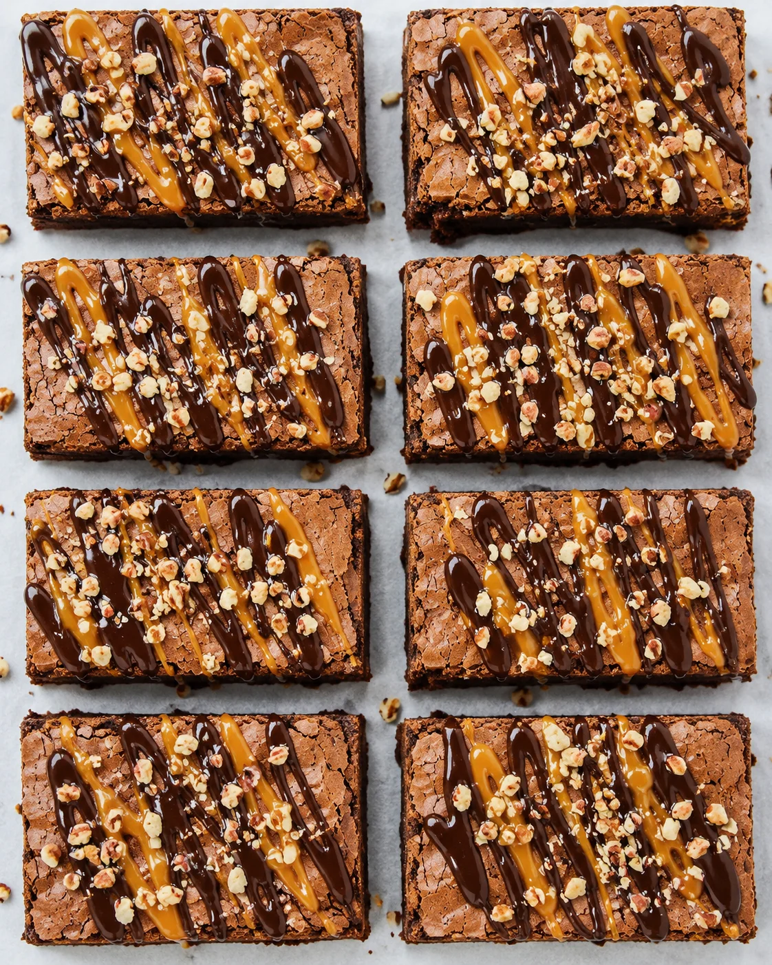 Decadent chocolate brownies with caramel and nuts