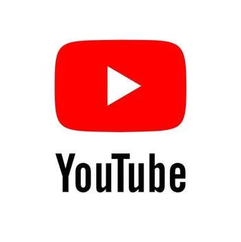 YouTube logo with play button in red and black