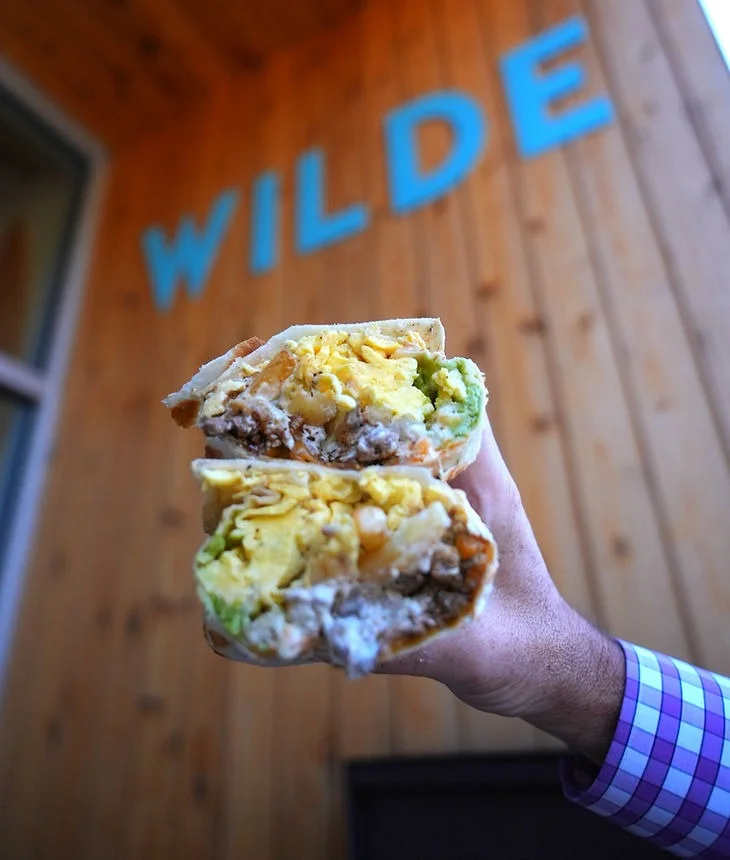 Breakfast burrito with eggs and sausage