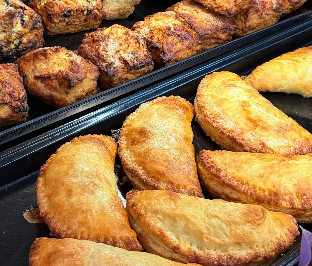 Fresh-baked scones and turnovers in the Boro Cafe pastry case