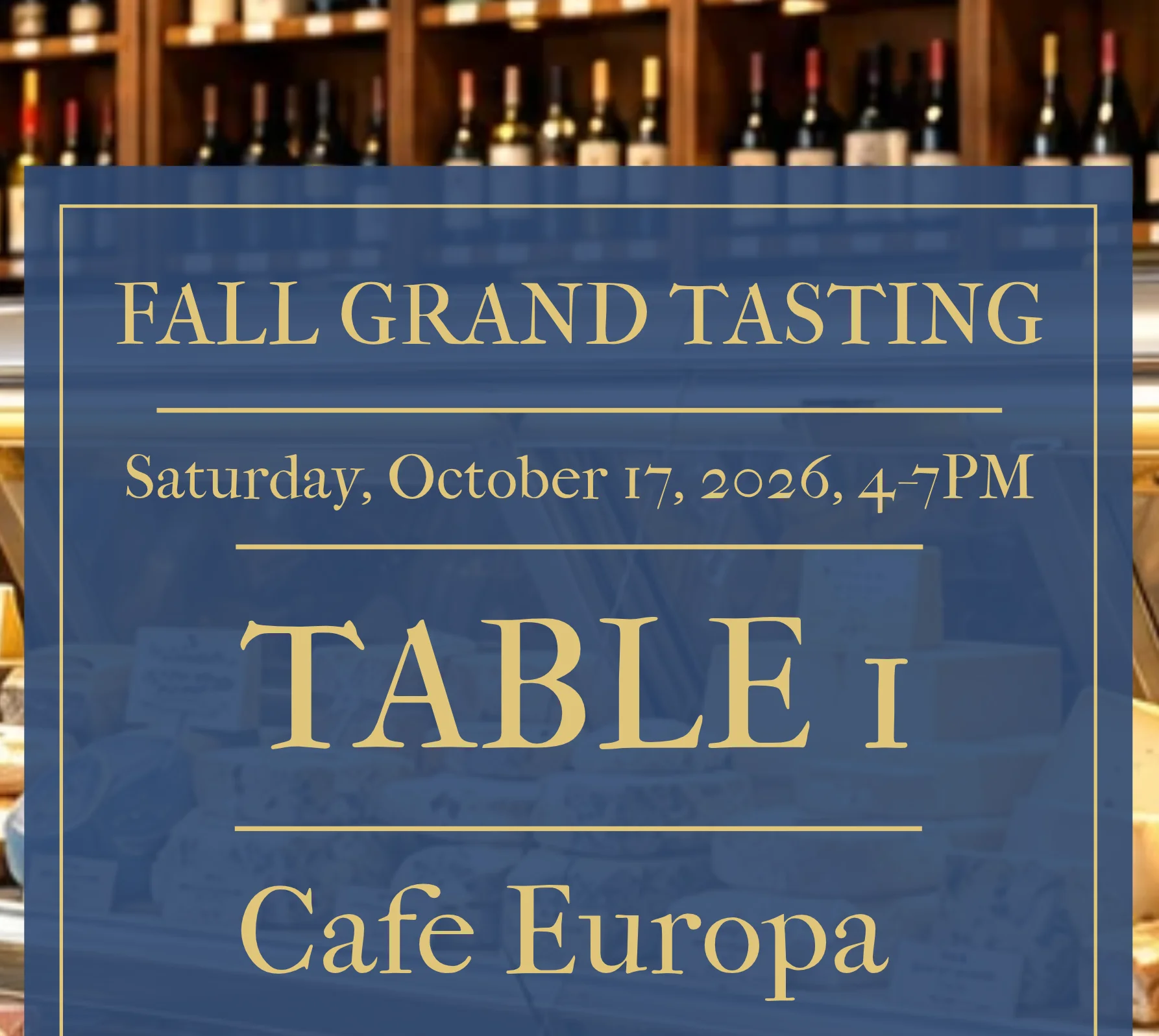 Typography event poster for a fall grand tasting at a European cafe