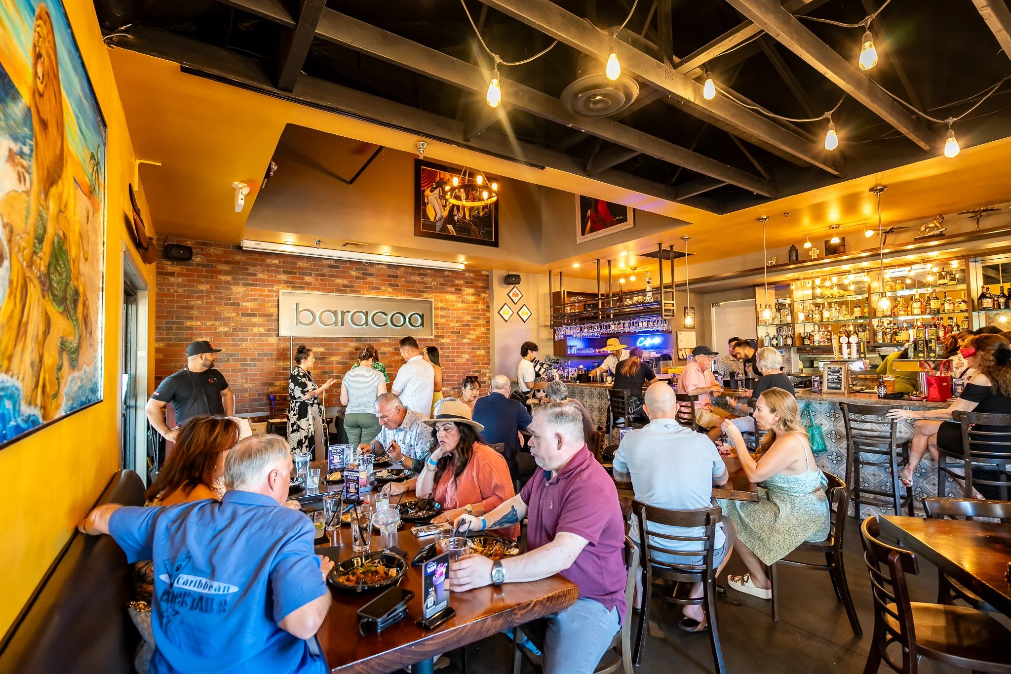 Vibrant restaurant interior with lively dining atmosphere