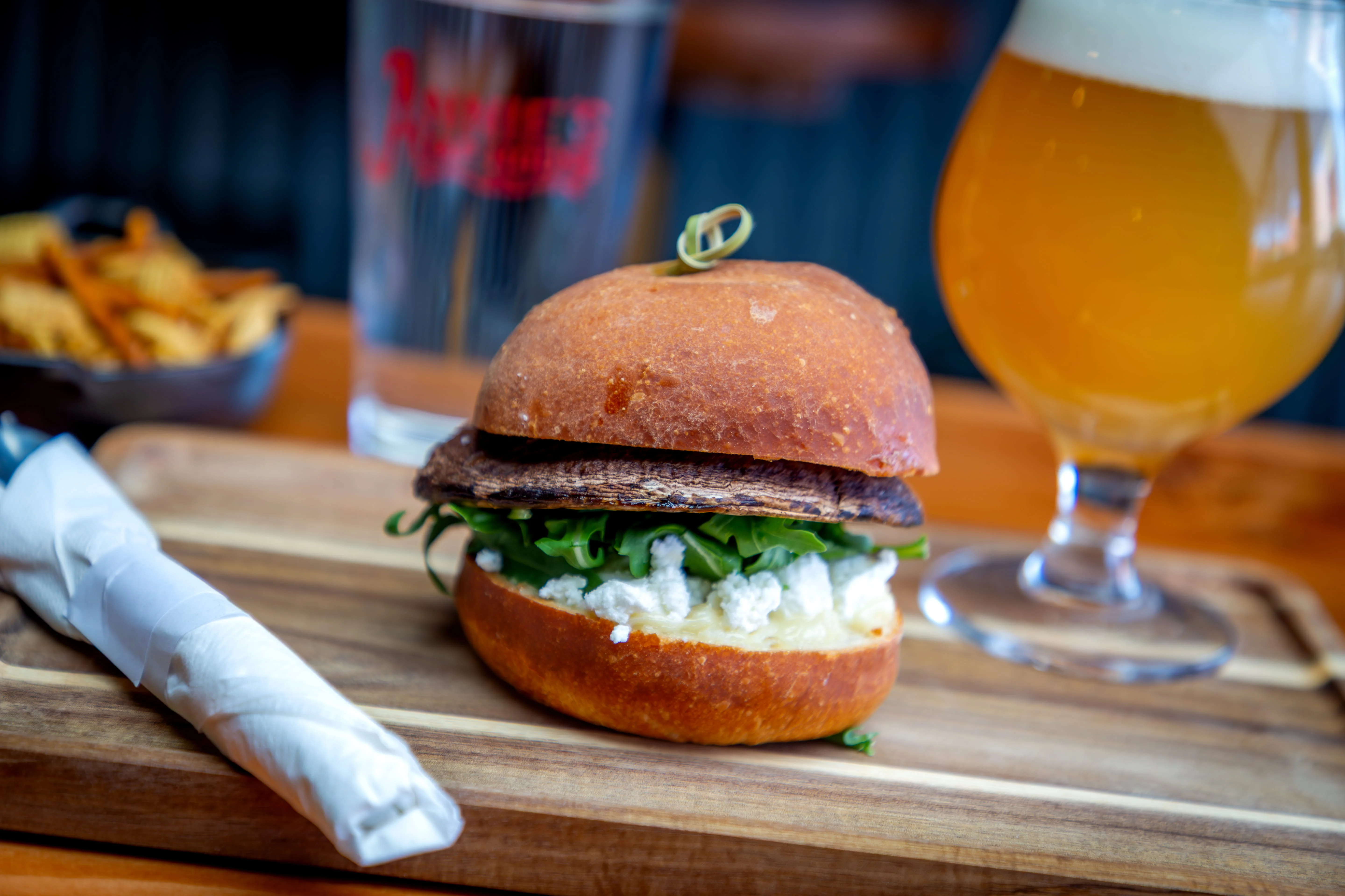 Gourmet portobello mushroom burger