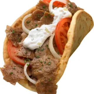 Delicious gyro wrap with seasoned meat and fresh vegetables