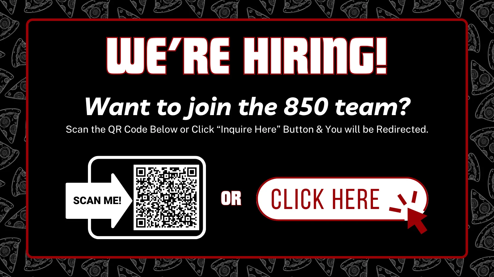 Hiring announcement for restaurant team with QR code