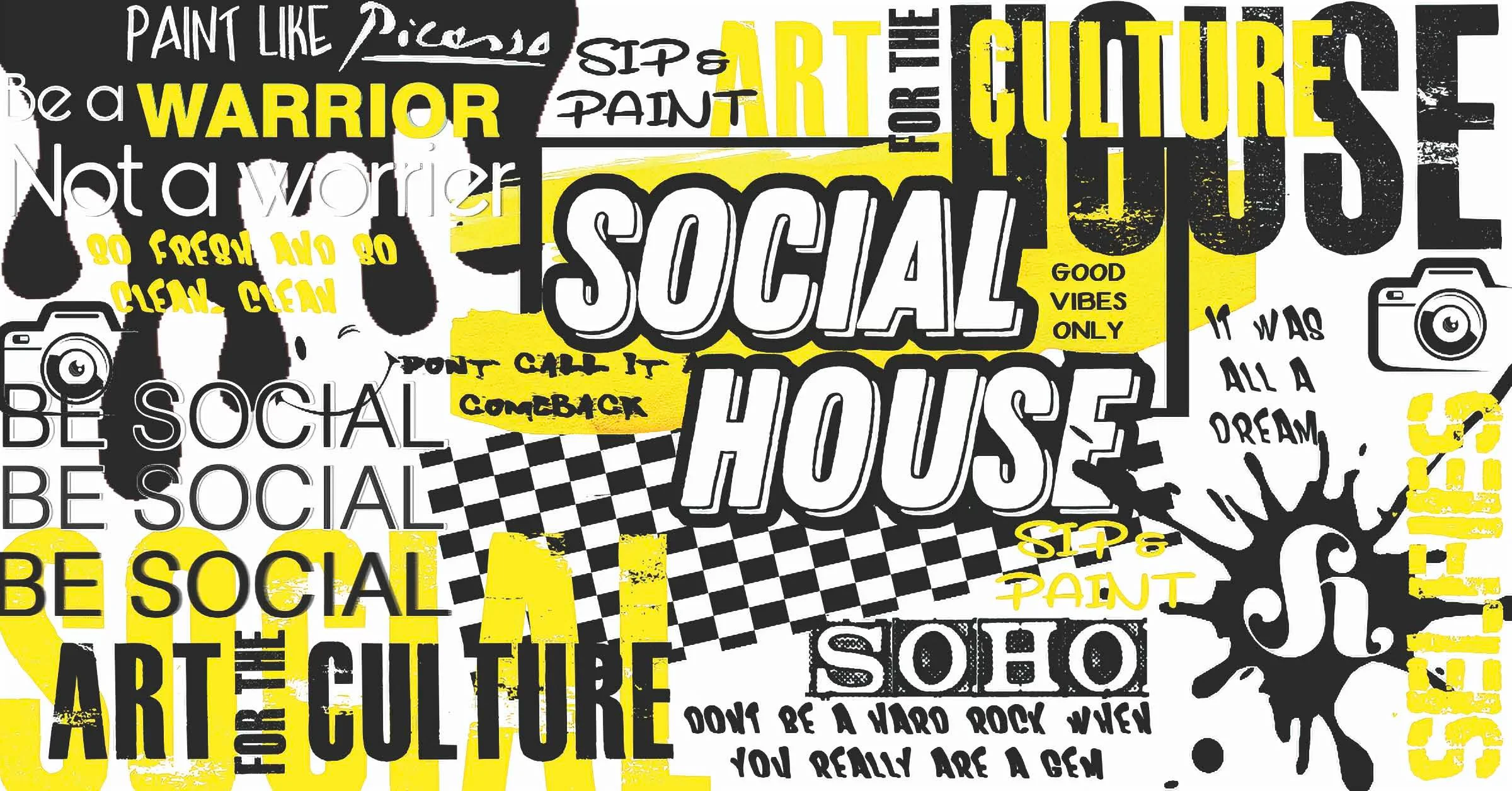 Artistic promotional graphic for a social painting event