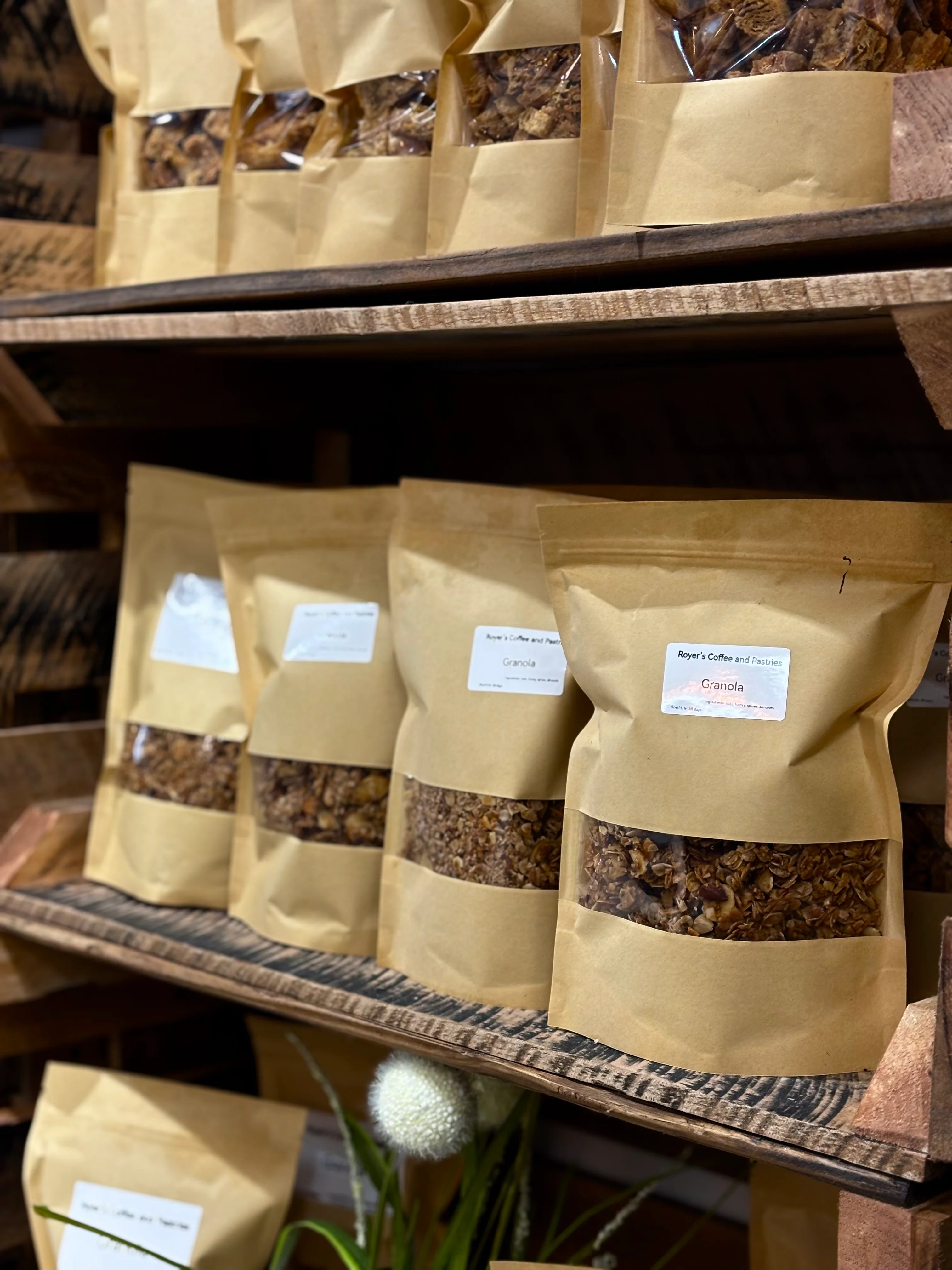 Artisan granola packaged in eco-friendly bags