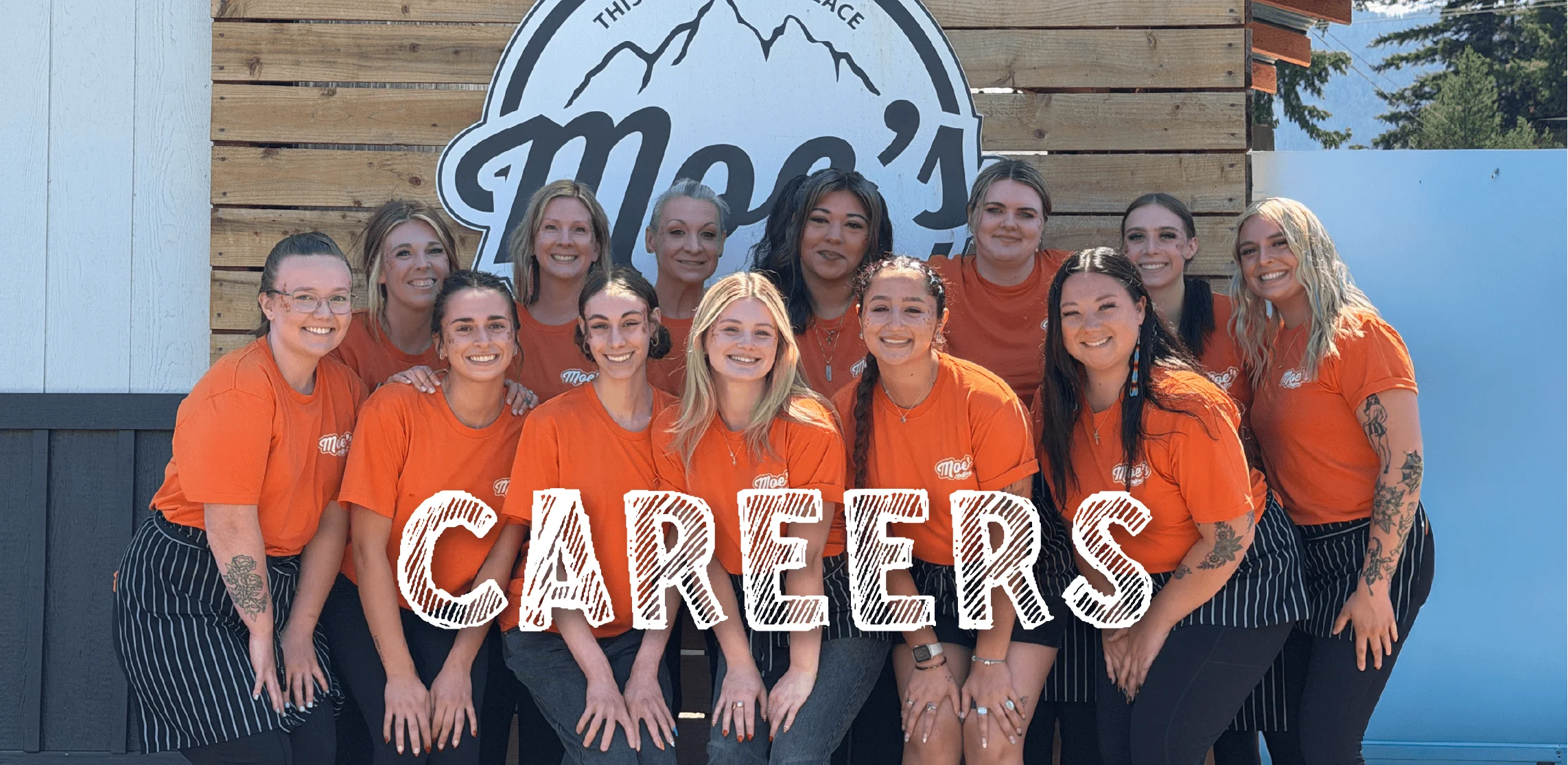 Now hiring sign for Moe's Coffee shop