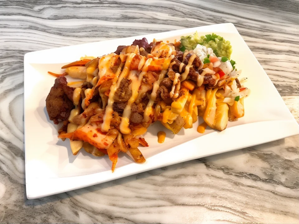 Loaded Mexican fries with cheese and toppings
