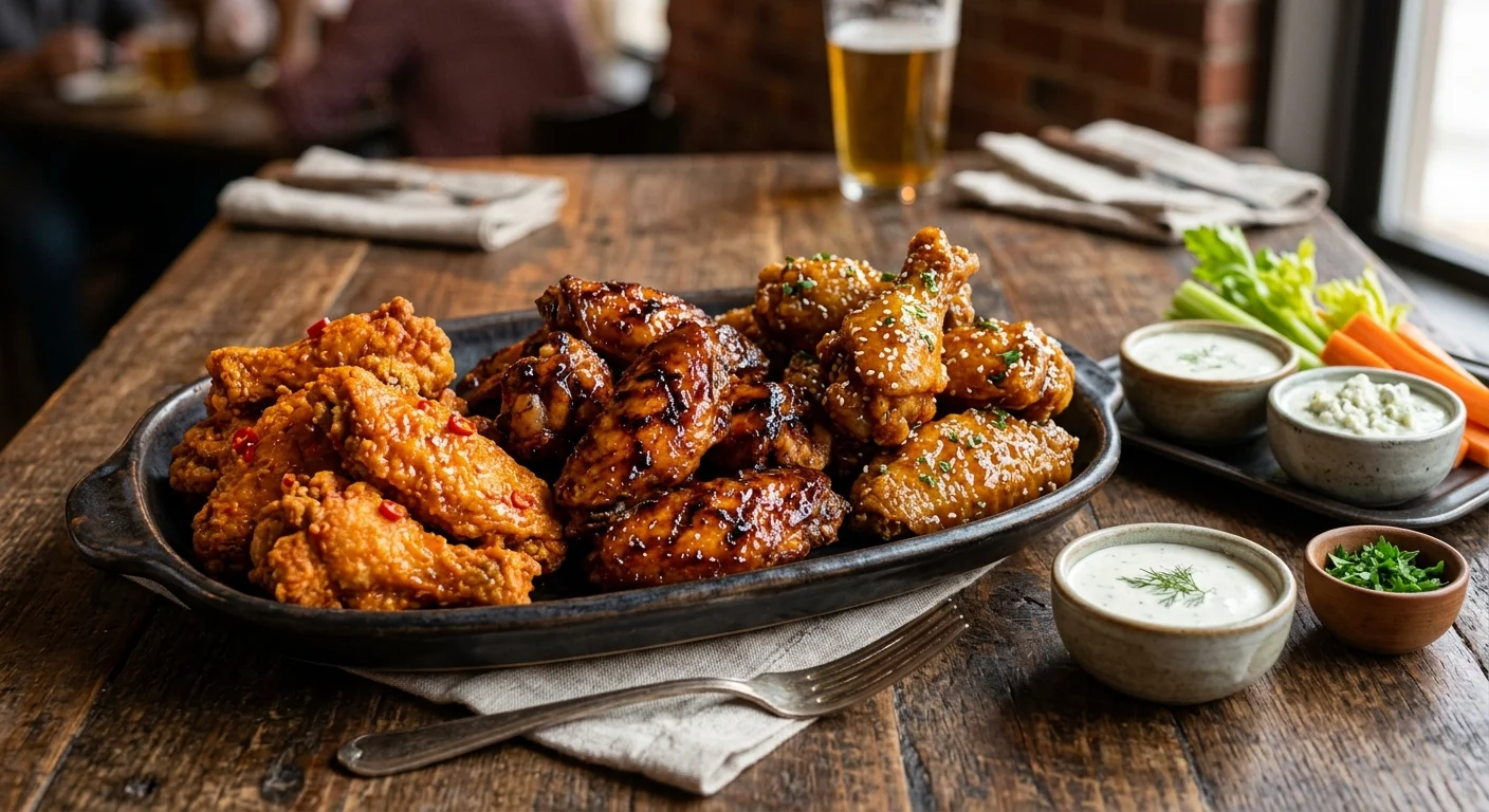 Crispy fried chicken sandwiches and sides in a casual dining setting
