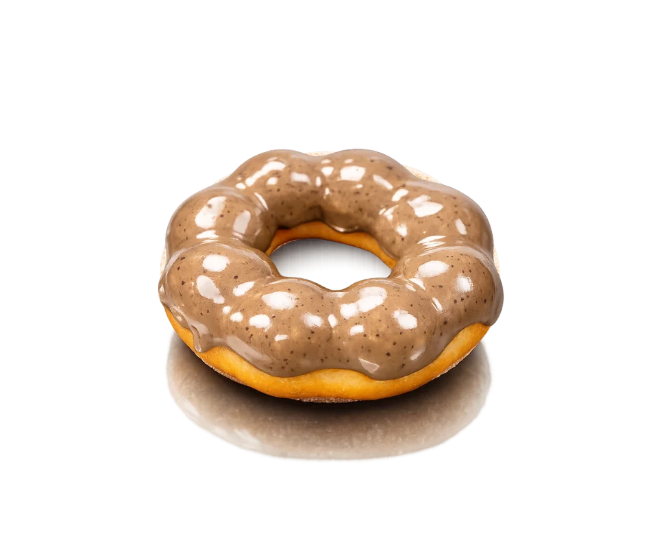 Cookie + Cream mochi donut with cookies and cream glaze