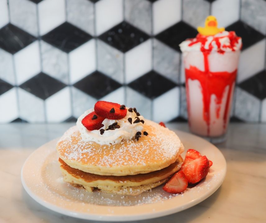 CHOCOLATE CHIP PANCAKES at Little Duck Diner