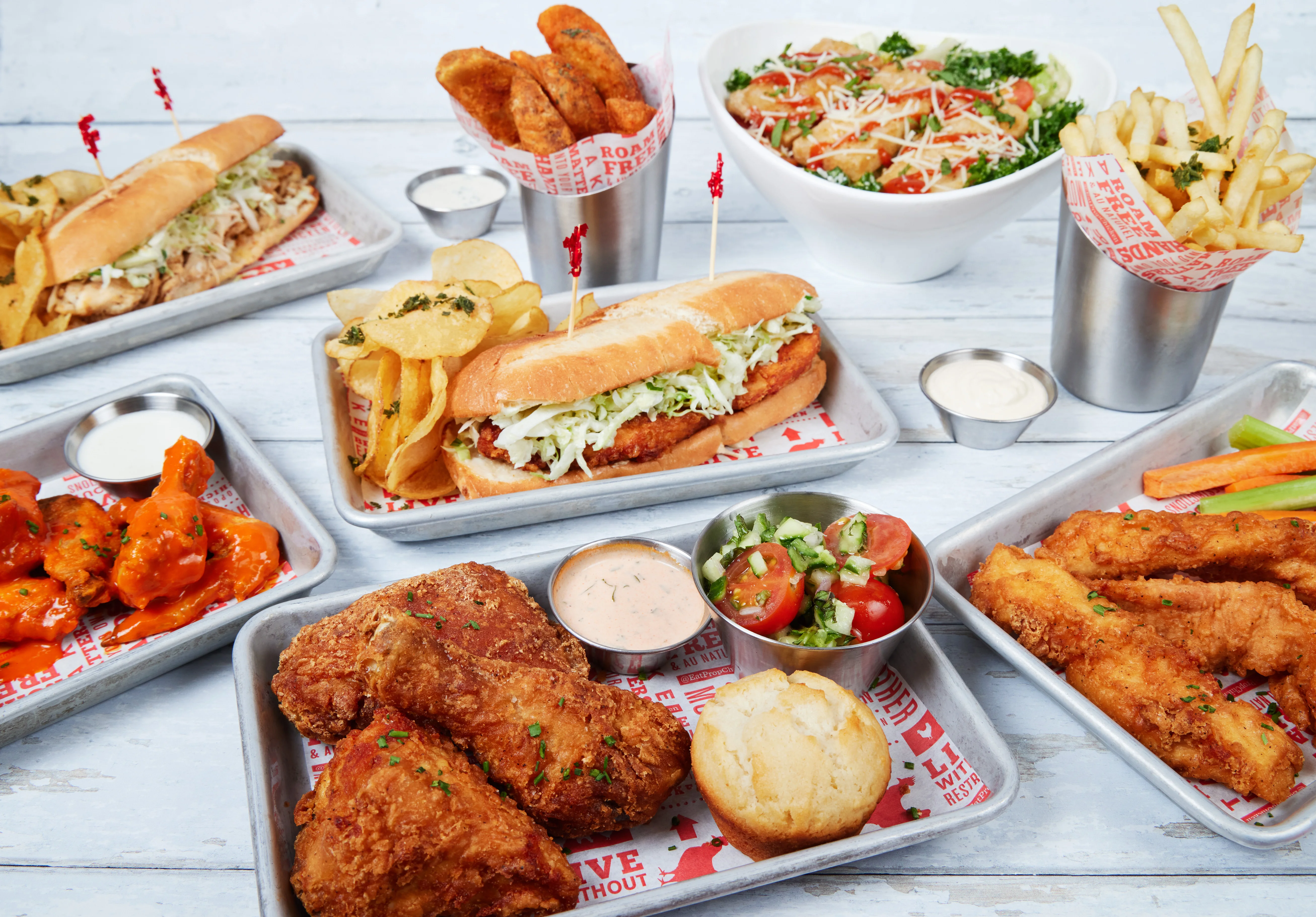Southern fried chicken platter with sides