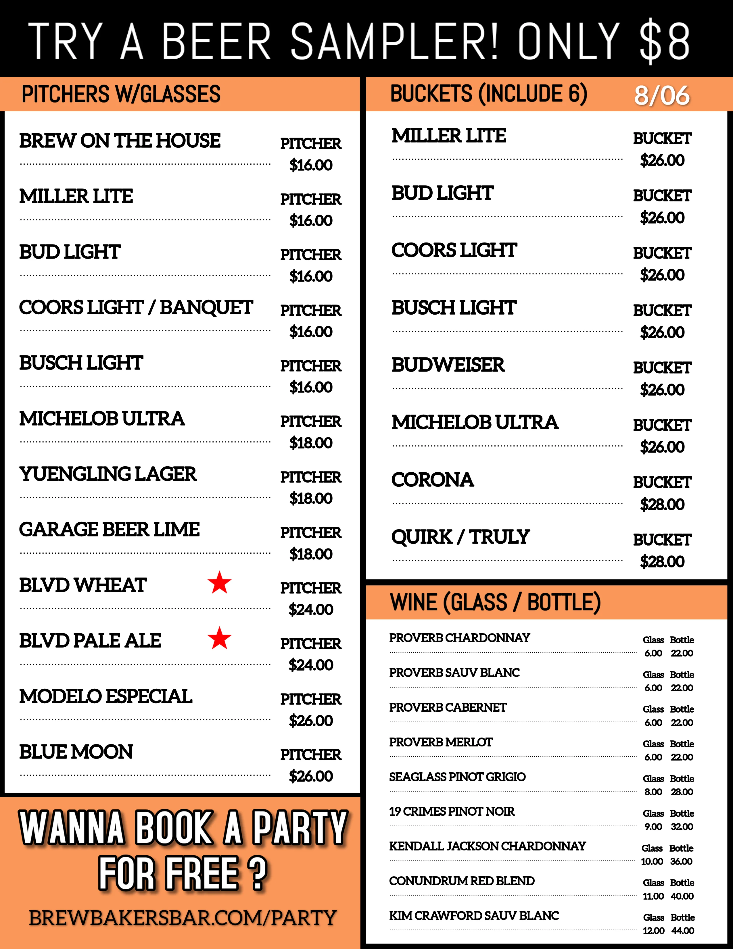 A detailed beer list featuring various craft beers and styles.
