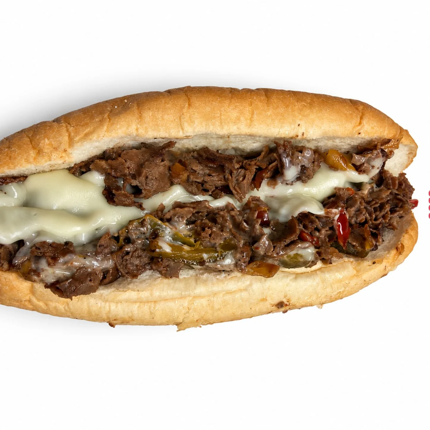 Delicious cheesesteak sandwich with melted cheese and peppers