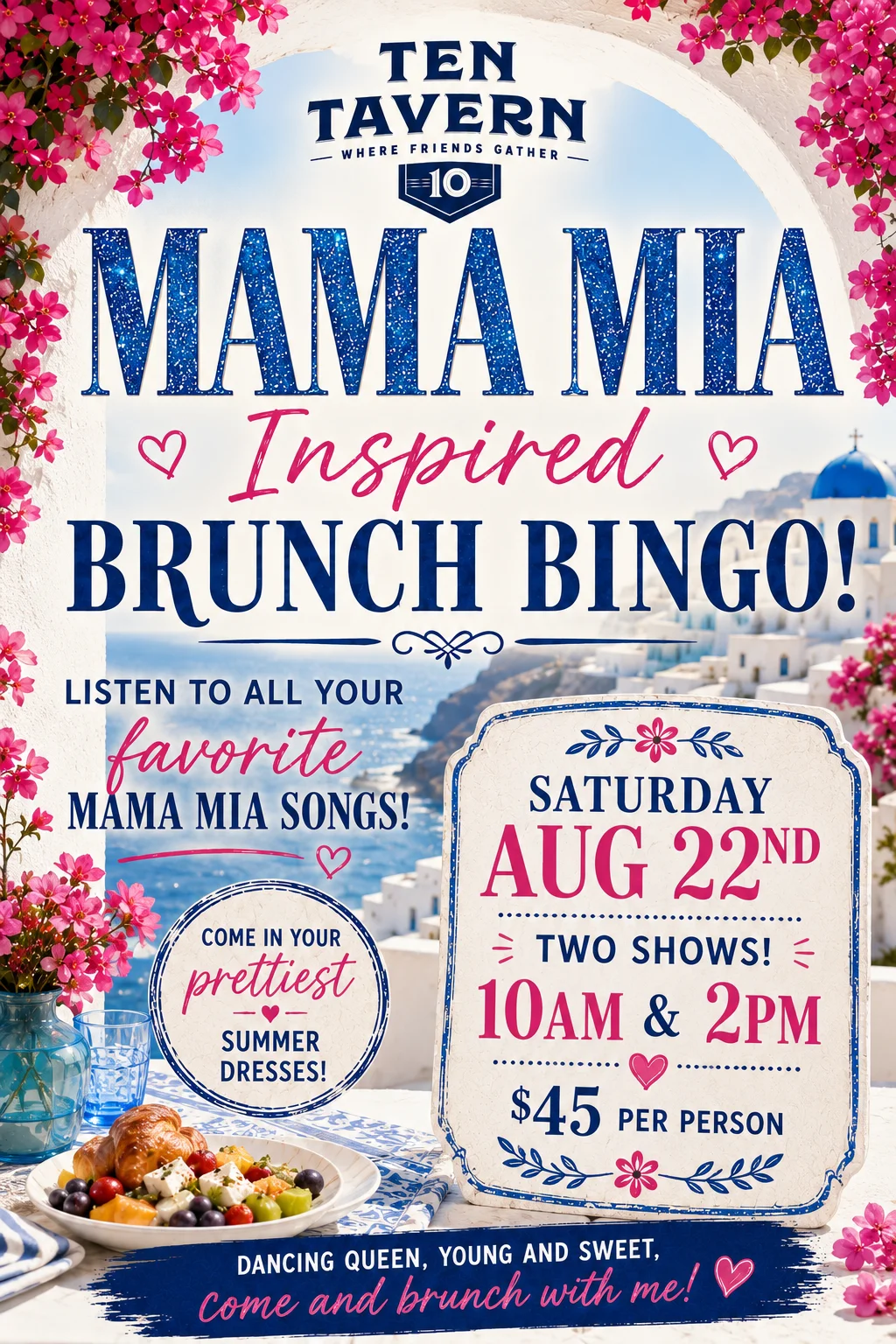 Mama Mia Themed Bingo