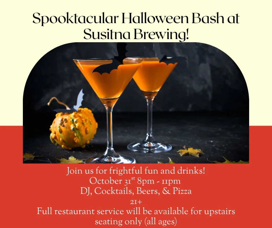 Halloween cocktails with bat decorations at a brewery event
