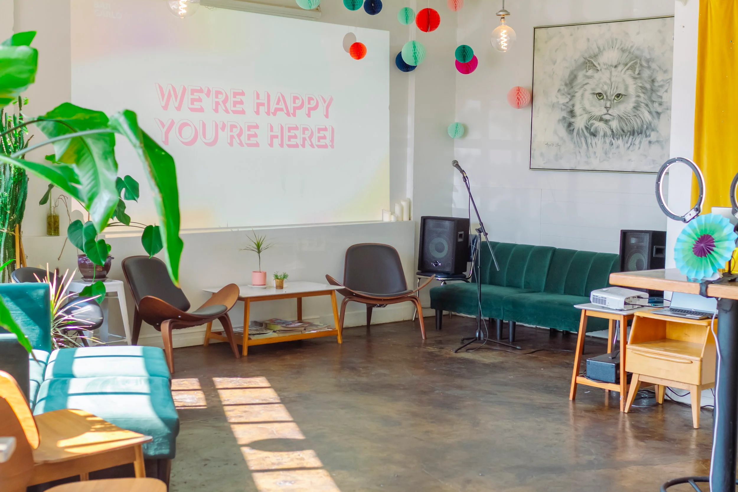 Cozy restaurant interior with vibrant decor and welcoming atmosphere