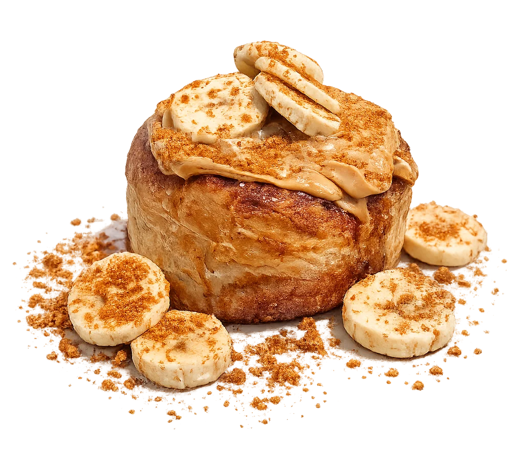 Banana peanut butter cinnamon roll dessert