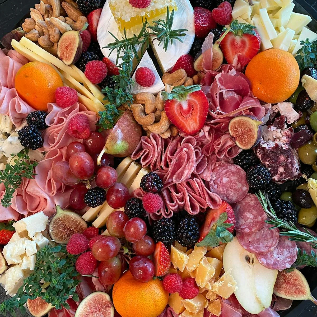 Artisan charcuterie board with assorted meats and cheeses