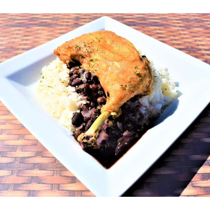 Cuban arroz con pollo with black beans and rice