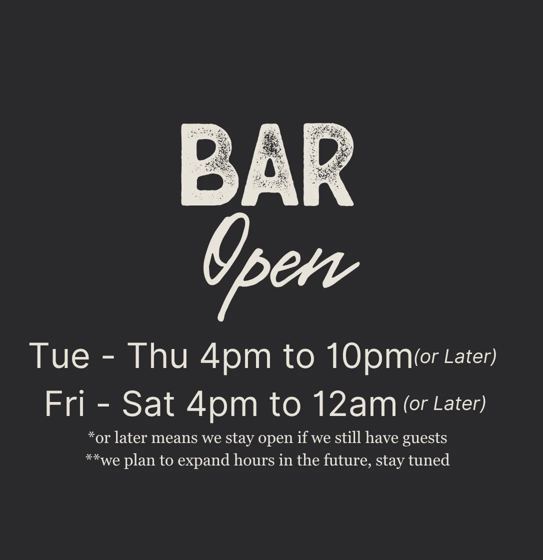Restaurant bar hours displayed on a sign
