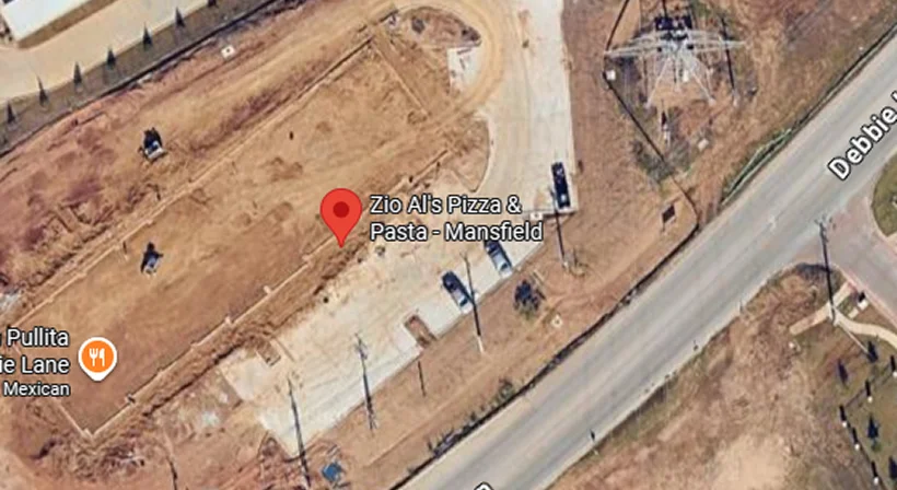 Aerial view of Zio Ali's Pizza & Pasta location in Mansfield
