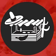 Stylized food stall icon with a sombrero and chili pepper