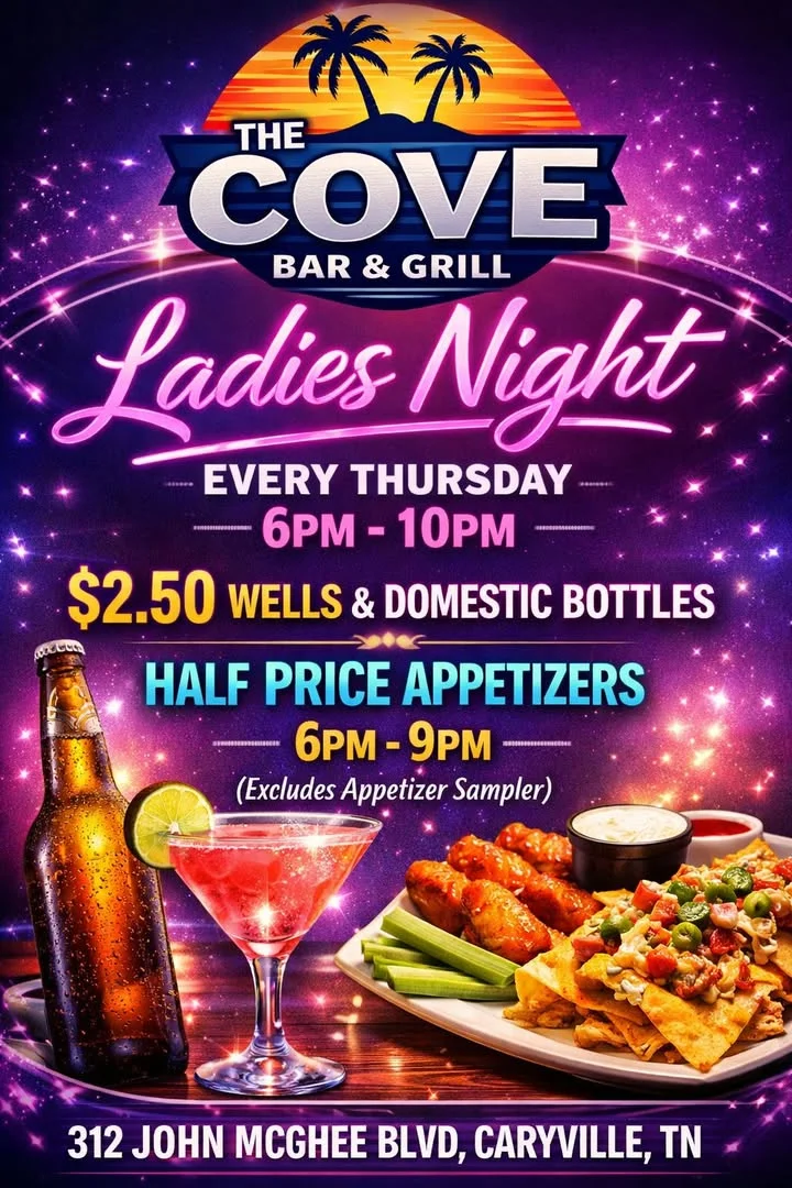 Ladies Night promotion at The Cove Bar & Grill with cocktails and appetizers