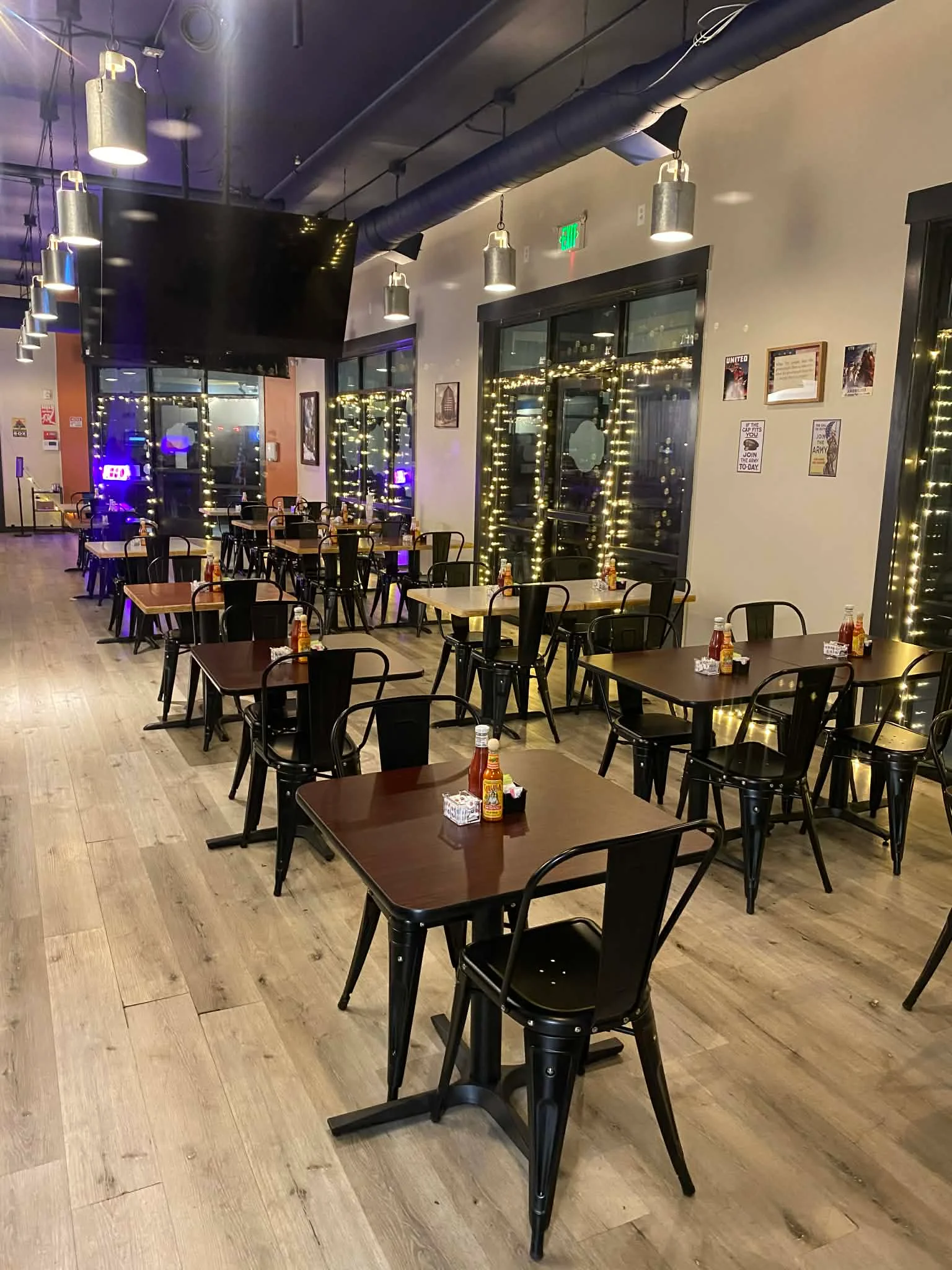 Cozy restaurant interior with modern decor and warm lighting