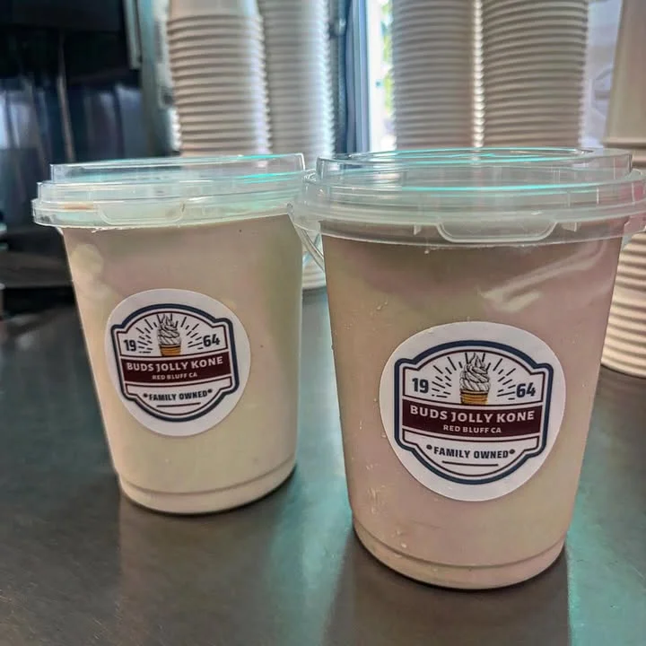 Two cups of creamy soft serve ice cream from Bud's Jolly Kone
